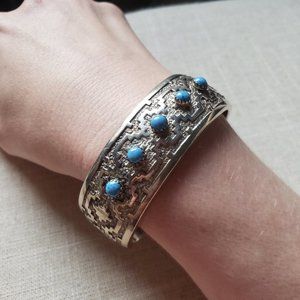 Native American Navajo Sterling and Turquoise Cuff Braclet
